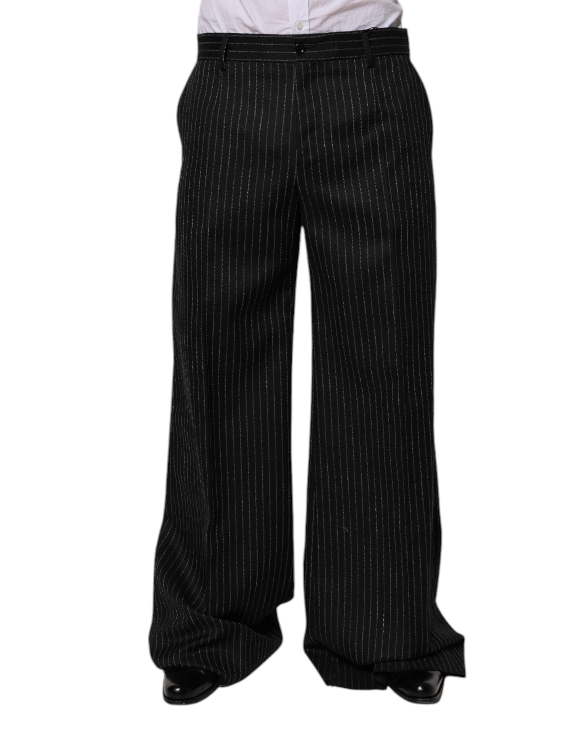 Dolce & Gabbana Black Stripes Wide Leg Formal Men Dress Pants -   -  Dolce & Gabbana.
