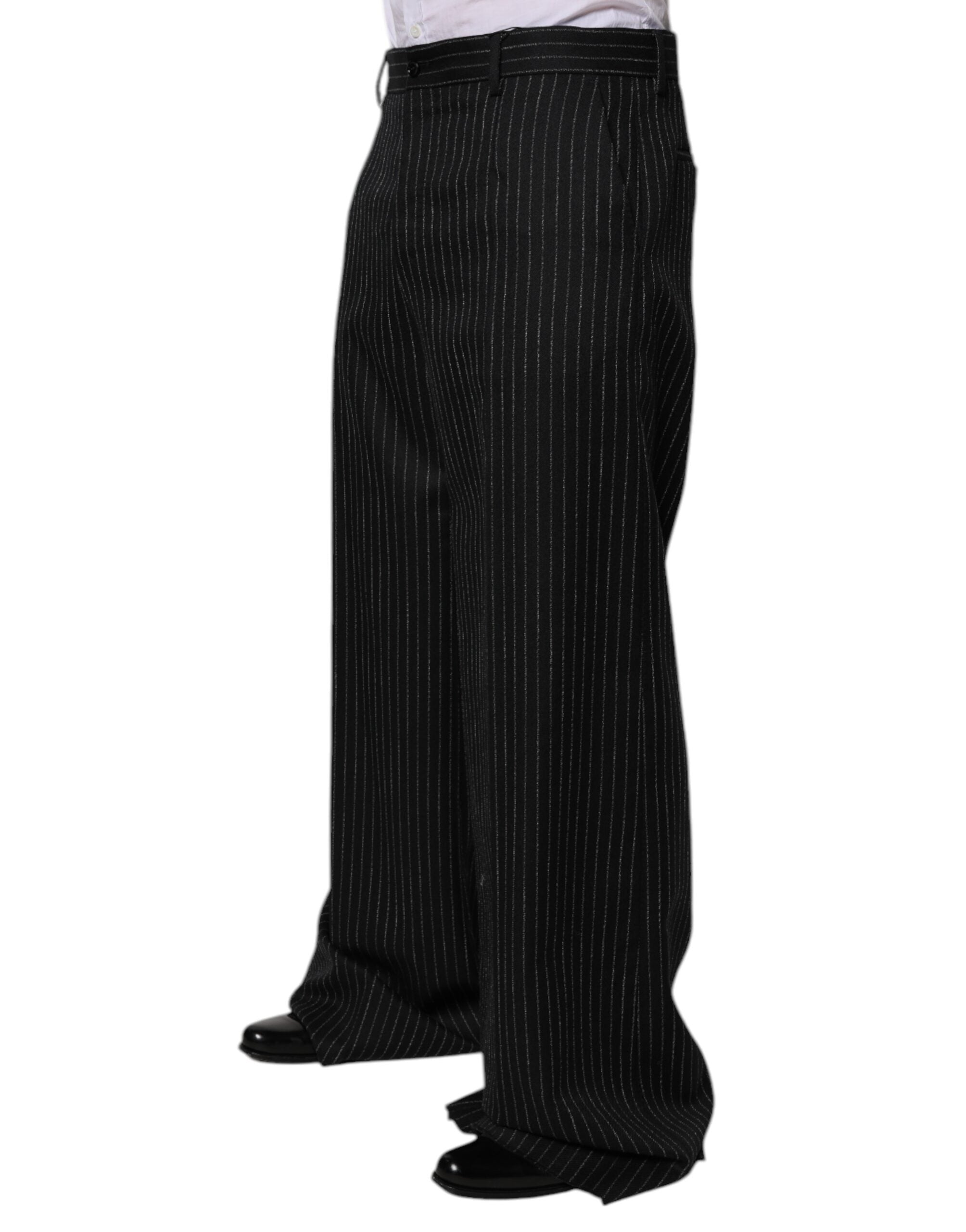 Dolce & Gabbana Black Stripes Wide Leg Formal Men Dress Pants -   -  Dolce & Gabbana.