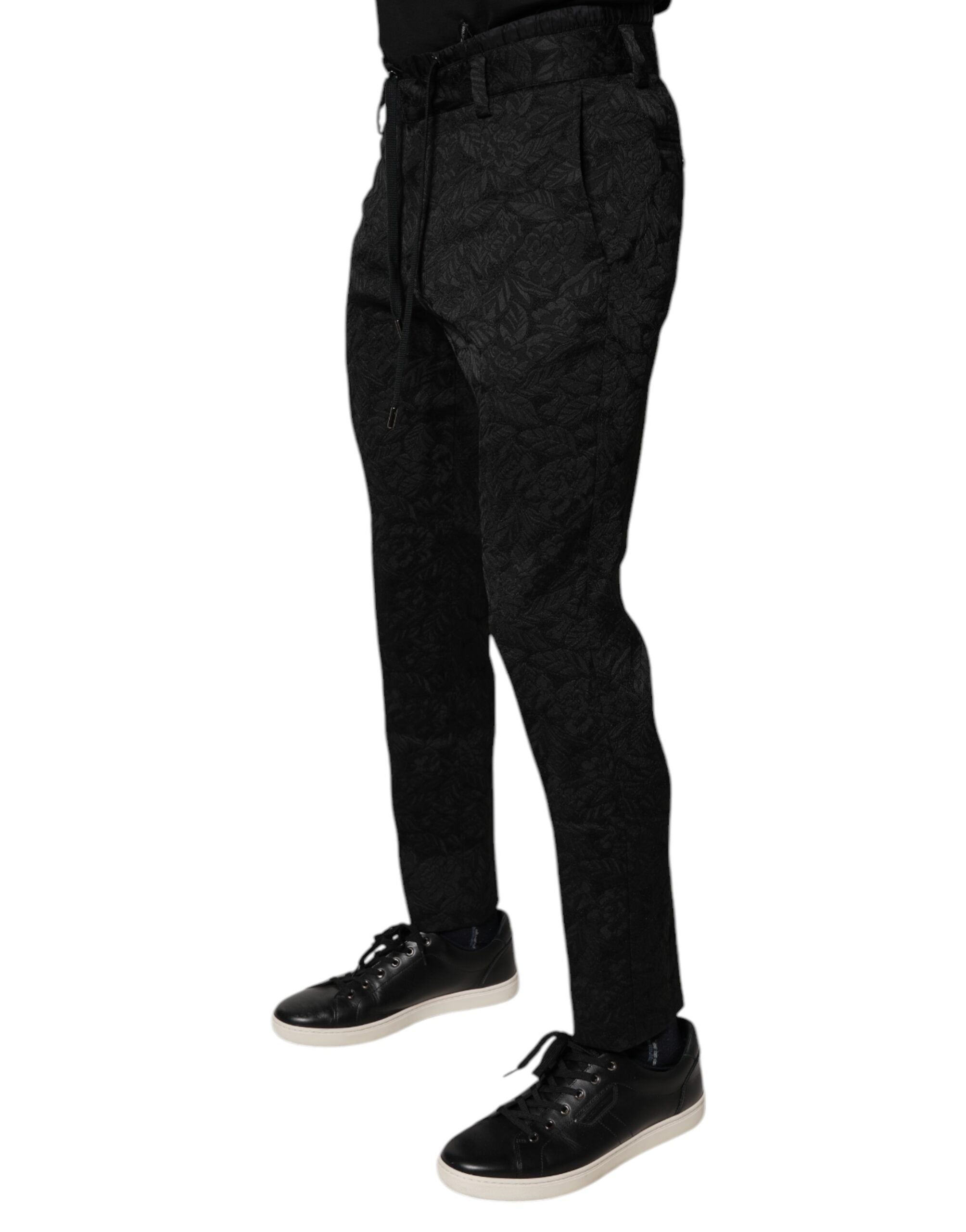 Dolce & Gabbana Black Brocade Polyester Skinny Dress Pants -   -  Dolce & Gabbana.
