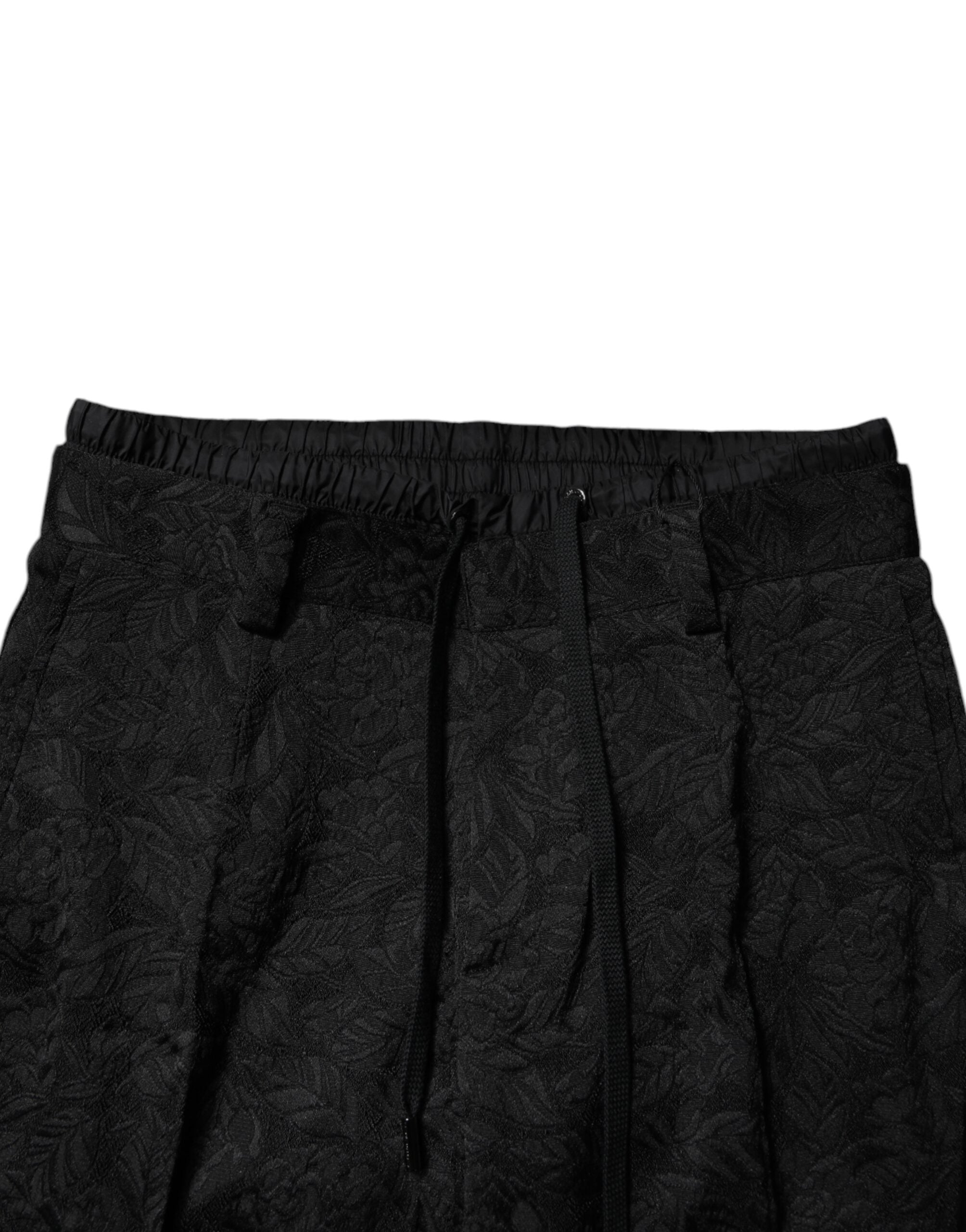 Dolce & Gabbana Black Brocade Polyester Skinny Dress Pants -   -  Dolce & Gabbana.