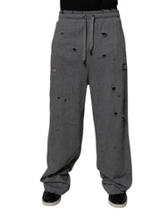 Dolce & Gabbana Gray Cotton RipStyle Straight Sweatpants Pants -   -  Dolce & Gabbana.