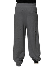 Dolce & Gabbana Gray Cotton RipStyle Straight Sweatpants Pants -   -  Dolce & Gabbana.