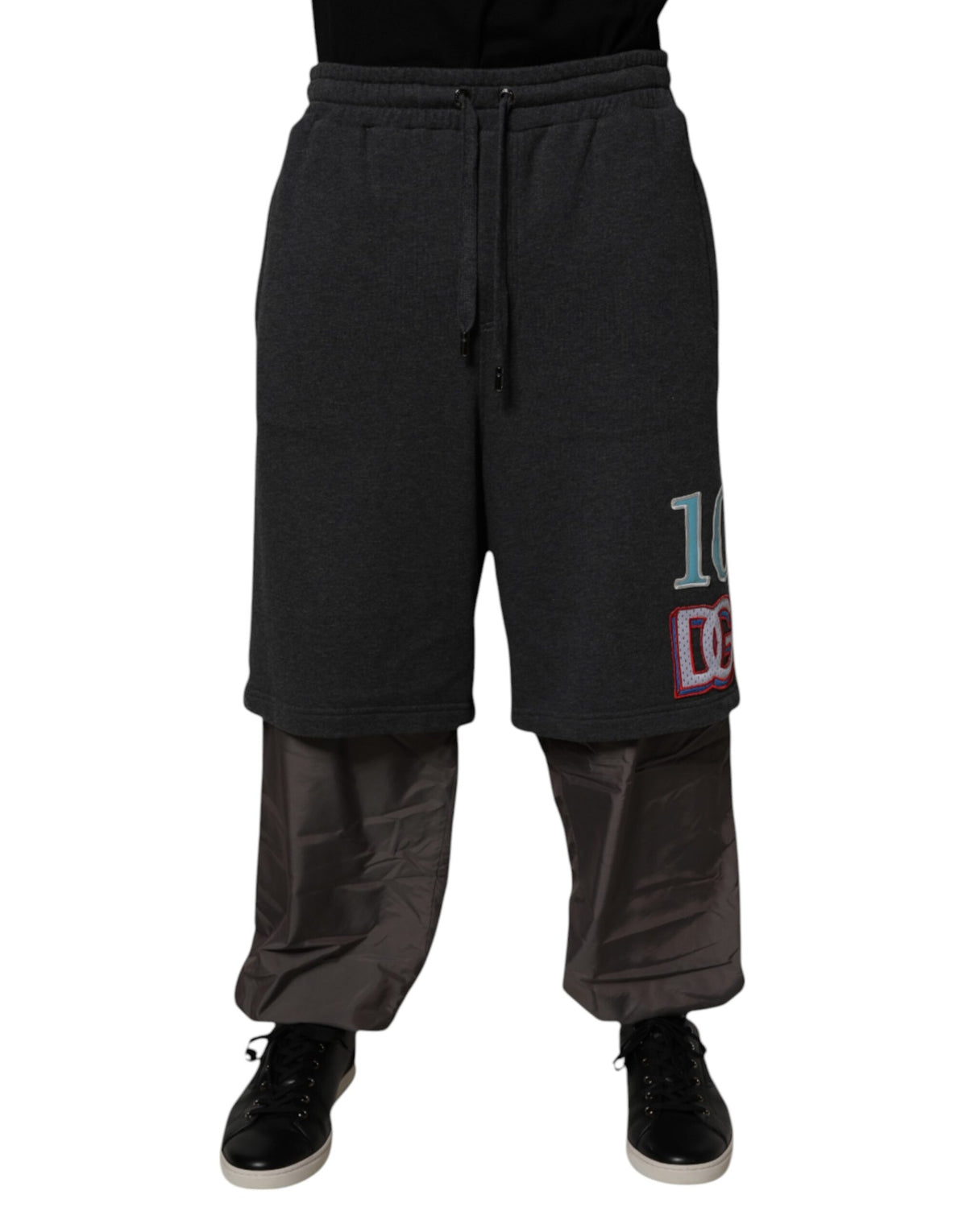 Dolce & Gabbana Dark Gray Cotton Layered Straight Sweatpants Pants -   -  Dolce & Gabbana.