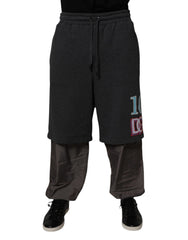 Dolce & Gabbana Dark Gray Cotton Layered Straight Sweatpants Pants -   -  Dolce & Gabbana.