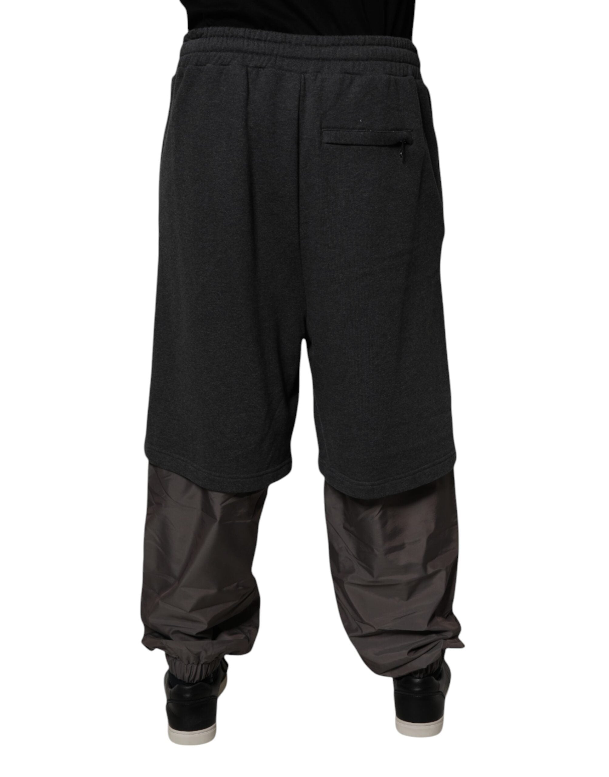 Dolce & Gabbana Dark Gray Cotton Layered Straight Sweatpants Pants -   -  Dolce & Gabbana.