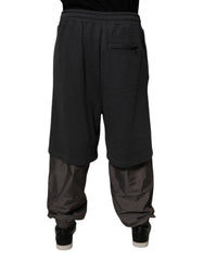 Dolce & Gabbana Dark Gray Cotton Layered Straight Sweatpants Pants -   -  Dolce & Gabbana.