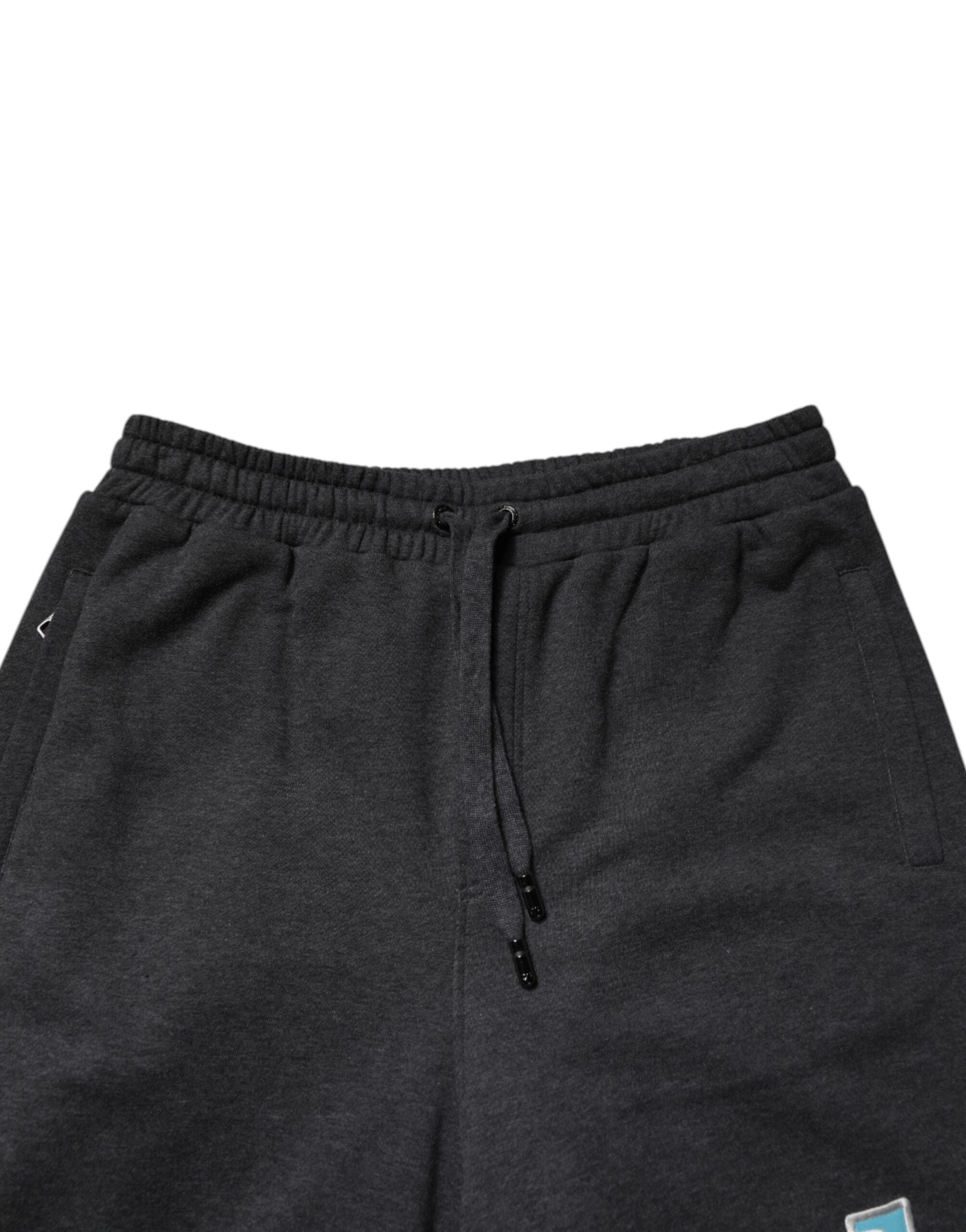 Dolce & Gabbana Dark Gray Cotton Layered Straight Sweatpants Pants -   -  Dolce & Gabbana.