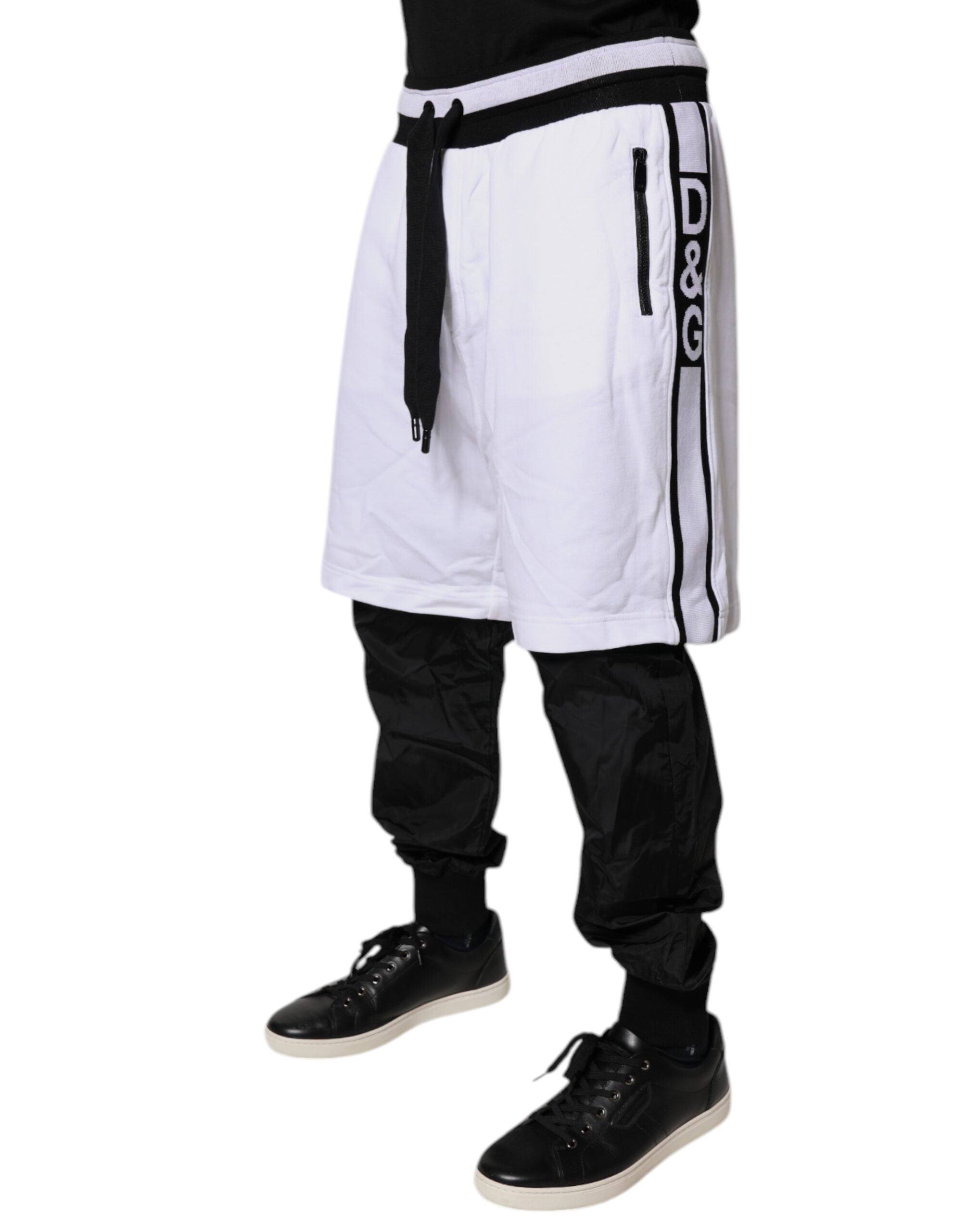 Dolce & Gabbana Black White Cotton Layered Sweatpants Pants -   -  Dolce & Gabbana.