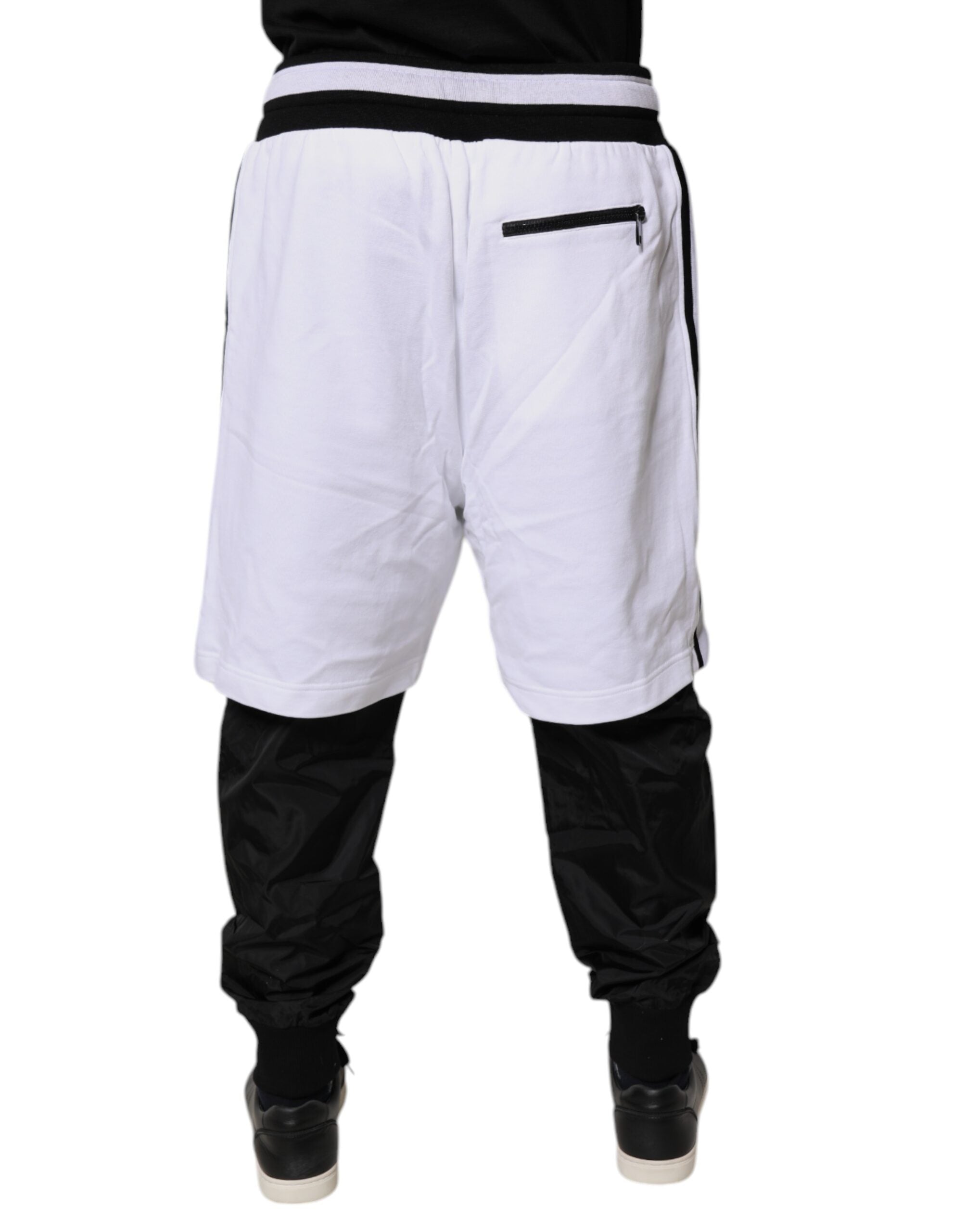 Dolce & Gabbana Black White Cotton Layered Sweatpants Pants -   -  Dolce & Gabbana.