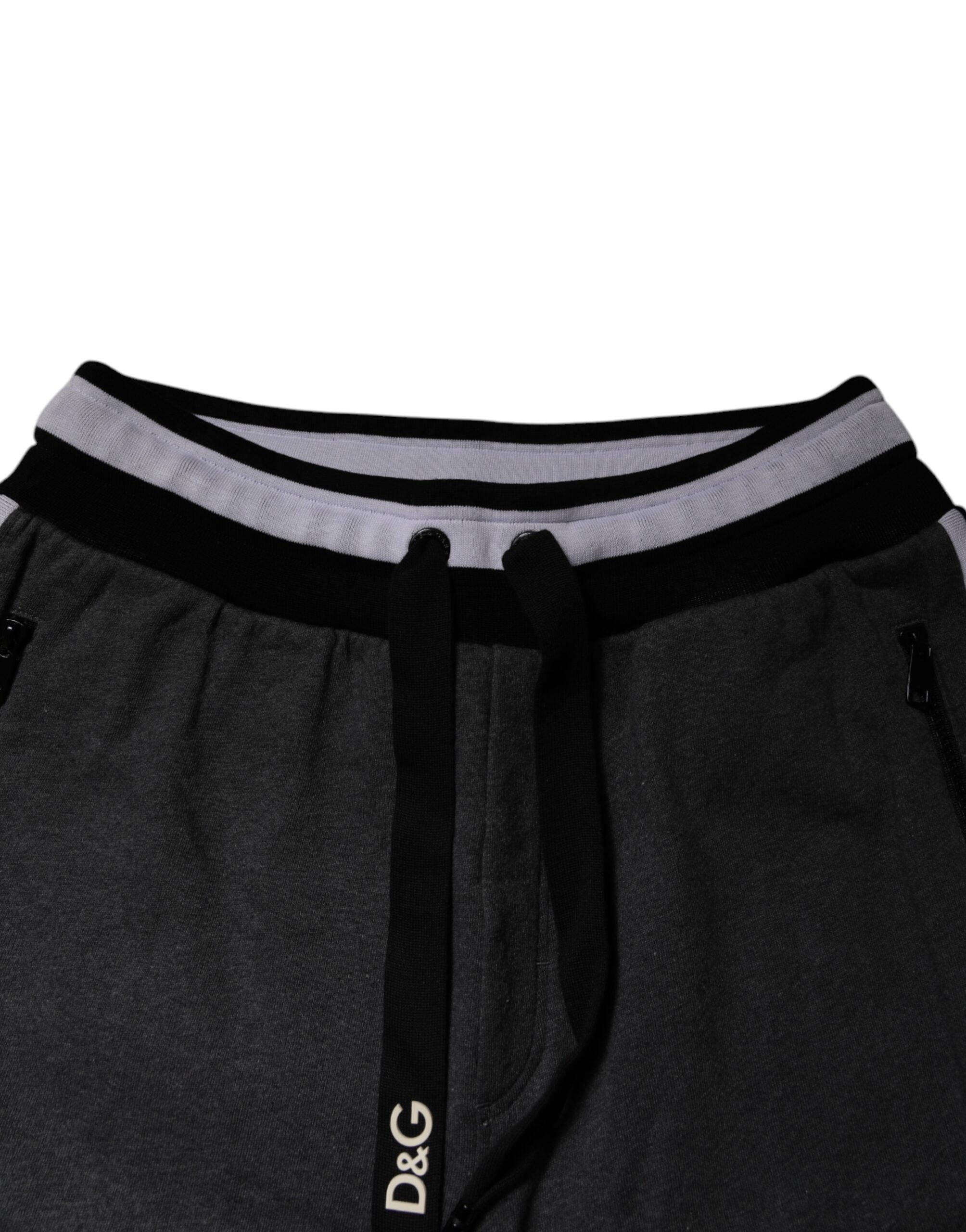 Dolce & Gabbana Black Gray Cotton Layered Men Sweatpants Pants -   -  Dolce & Gabbana.