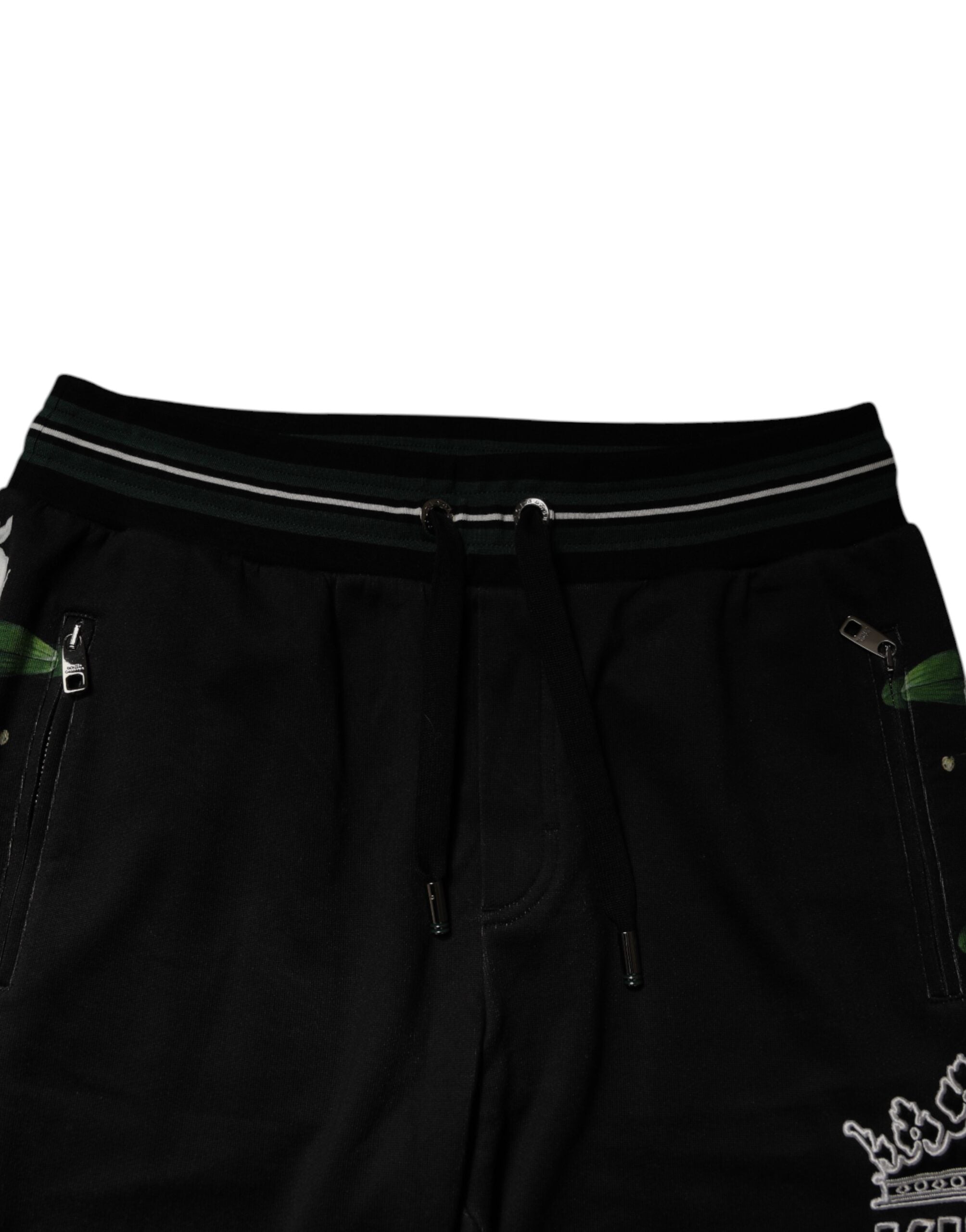 Dolce & Gabbana Black Floral King Men Jogger Sweatpants Pants -   -  Dolce & Gabbana.