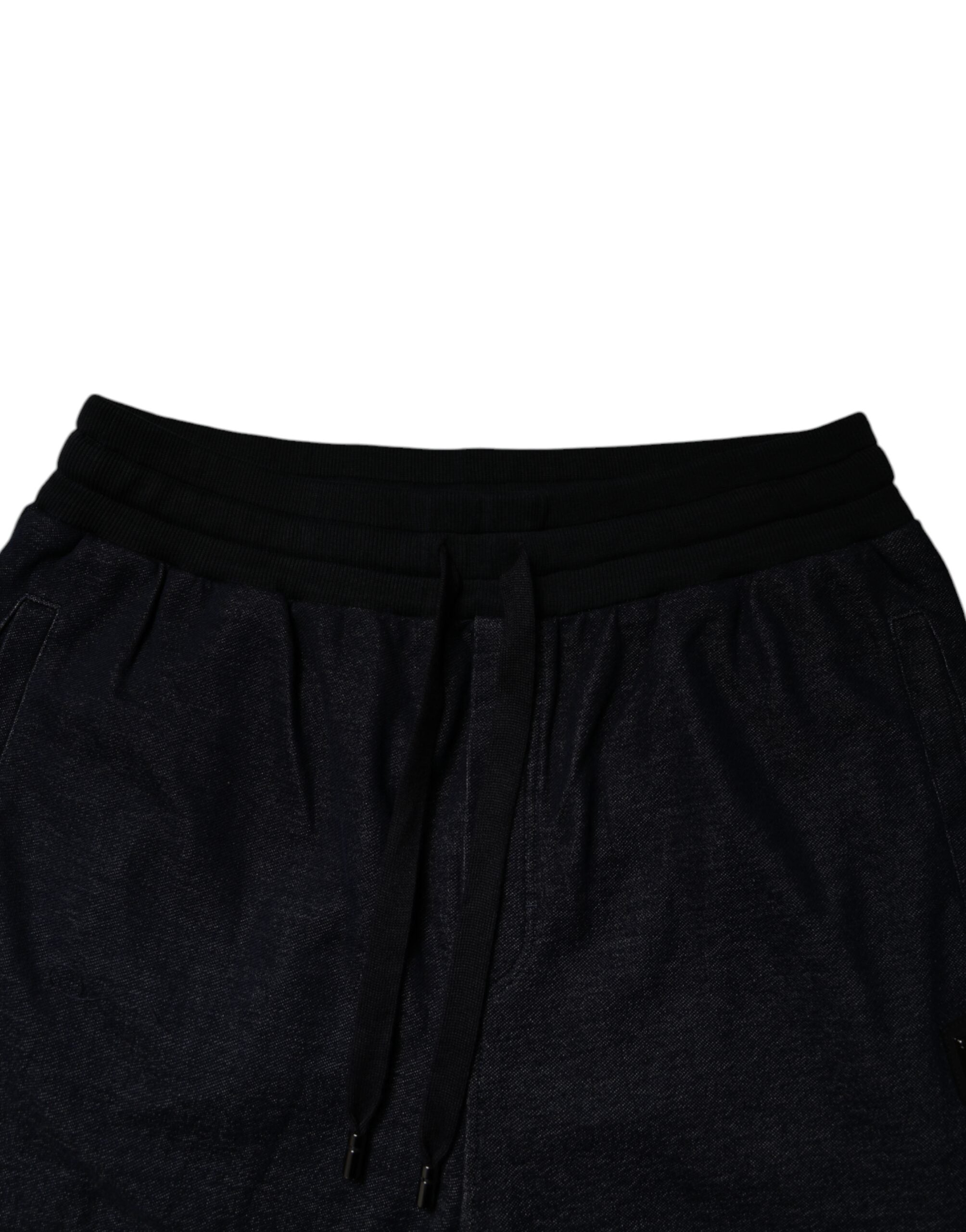 Dolce & Gabbana Black Jacquard Cotton Jogger Sweatpants Pants -   -  Dolce & Gabbana.