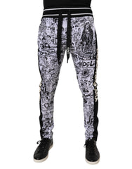 Dolce & Gabbana White Graffiti Polyester Jogger Men Sweatpants Pants -   -  Dolce & Gabbana.