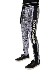Dolce & Gabbana White Graffiti Polyester Jogger Men Sweatpants Pants -   -  Dolce & Gabbana.