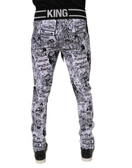 Dolce & Gabbana White Graffiti Polyester Jogger Men Sweatpants Pants -   -  Dolce & Gabbana.