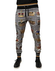 Dolce & Gabbana Multicolor Houndstooth Crown Men Sweatpants Pants -   -  Dolce & Gabbana.