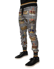 Dolce & Gabbana Multicolor Houndstooth Crown Men Sweatpants Pants -   -  Dolce & Gabbana.