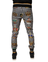 Dolce & Gabbana Multicolor Houndstooth Crown Men Sweatpants Pants -   -  Dolce & Gabbana.