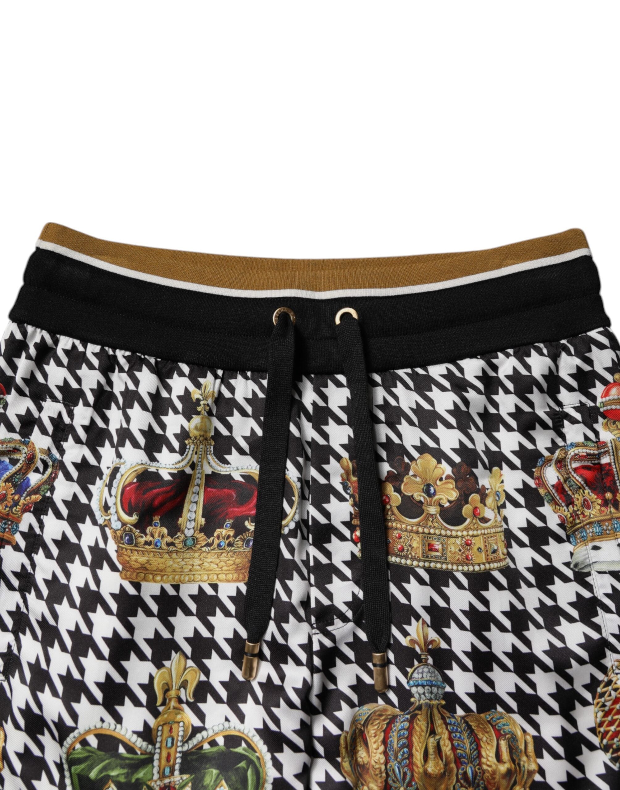 Dolce & Gabbana Multicolor Houndstooth Crown Men Sweatpants Pants -   -  Dolce & Gabbana.