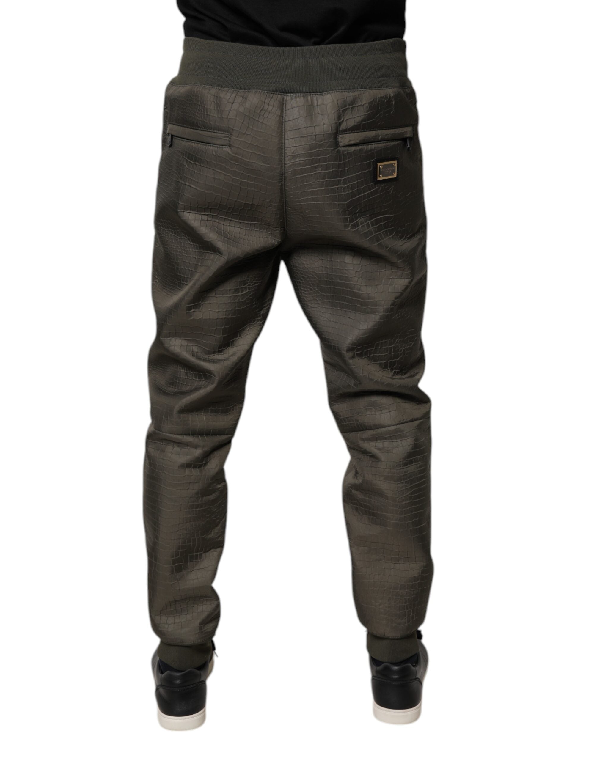 Dolce & Gabbana Brown Lambskin Leather Men Sweatpants Pants -   -  Dolce & Gabbana.