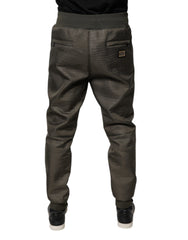 Dolce & Gabbana Brown Lambskin Leather Men Sweatpants Pants -   -  Dolce & Gabbana.