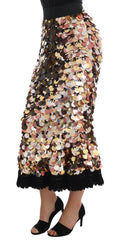 Dolce & Gabbana Gold Sequined Peplum High Waist Skirt -   -  Dolce & Gabbana.
