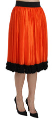Dolce & Gabbana Orange High Waist Knee Length Skirt -   -  Dolce & Gabbana.