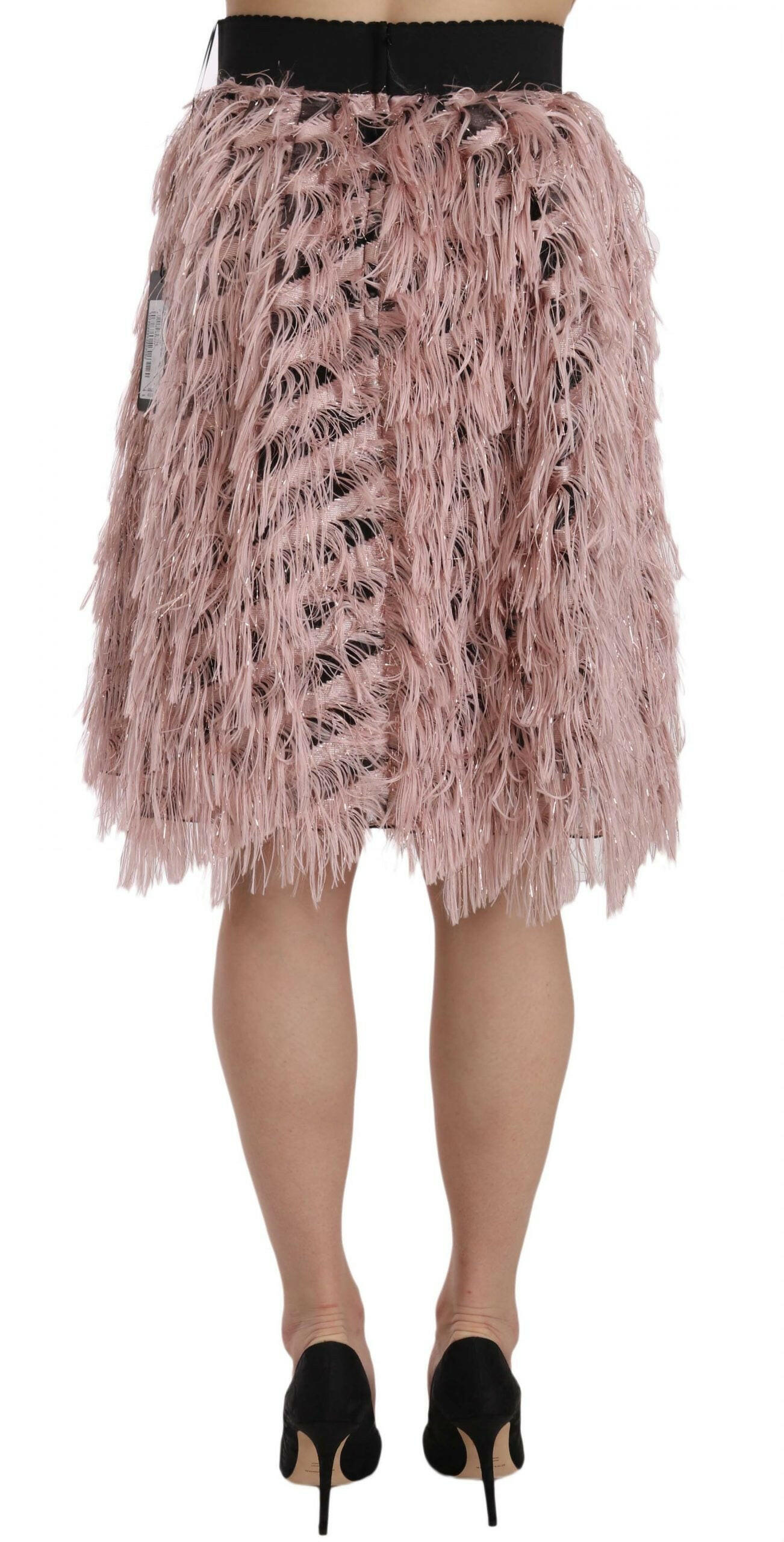 Dolce & Gabbana Pink Gold Fringe Metallic Pencil A-line Skirt -   -  Dolce & Gabbana.