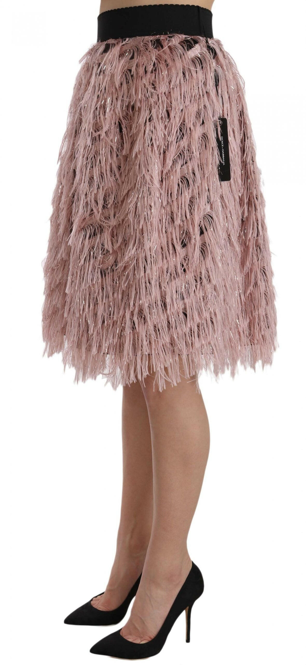 Dolce & Gabbana Pink Gold Fringe Metallic Pencil A-line Skirt -   -  Dolce & Gabbana.