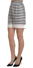 Dolce & Gabbana Black & White Stripe Garterized Silk Shorts -   -  Dolce & Gabbana.