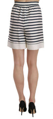 Dolce & Gabbana Black & White Stripe Garterized Silk Shorts -   -  Dolce & Gabbana.