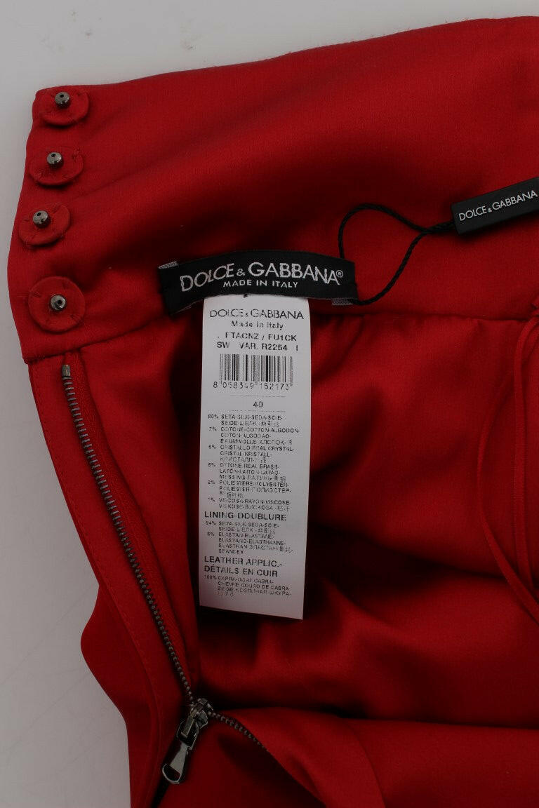 Dolce & Gabbana Red Silk Crystal Roses Shorts -   -  Dolce & Gabbana.