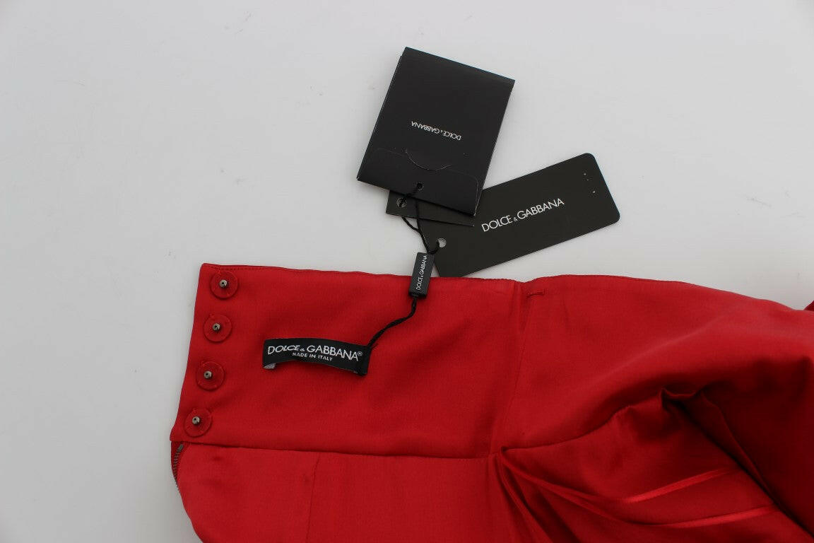 Dolce & Gabbana Red Silk Crystal Roses Shorts -   -  Dolce & Gabbana.