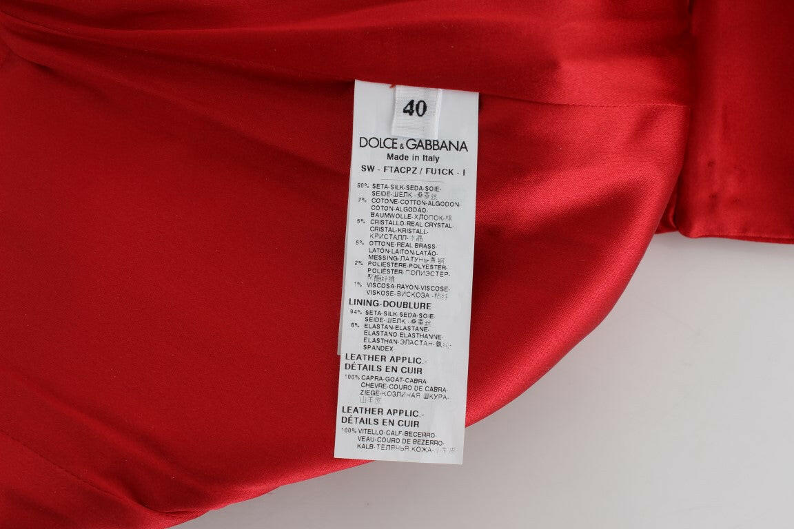 Dolce & Gabbana Red Silk Crystal Roses Shorts -   -  Dolce & Gabbana.
