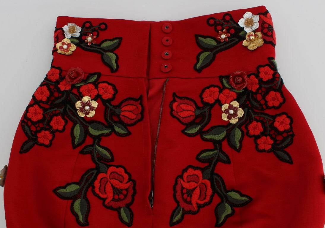 Dolce & Gabbana Red Silk Roses Sicily Shorts -   -  Dolce & Gabbana.