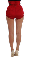 Dolce & Gabbana Red Silk Crystal Roses Shorts -   -  Dolce & Gabbana.