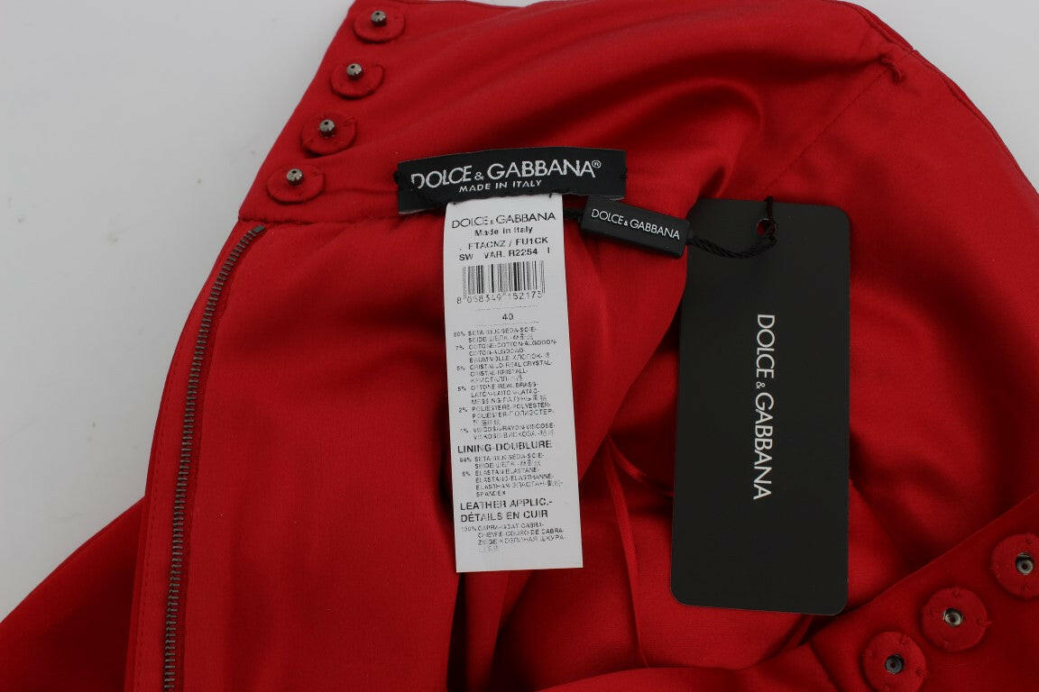 Dolce & Gabbana Red Silk Crystal Roses Shorts -   -  Dolce & Gabbana.