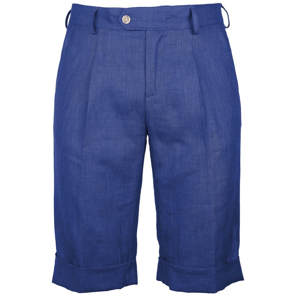 Made in Italy Blue Linen Short -   -  Made in Italy.