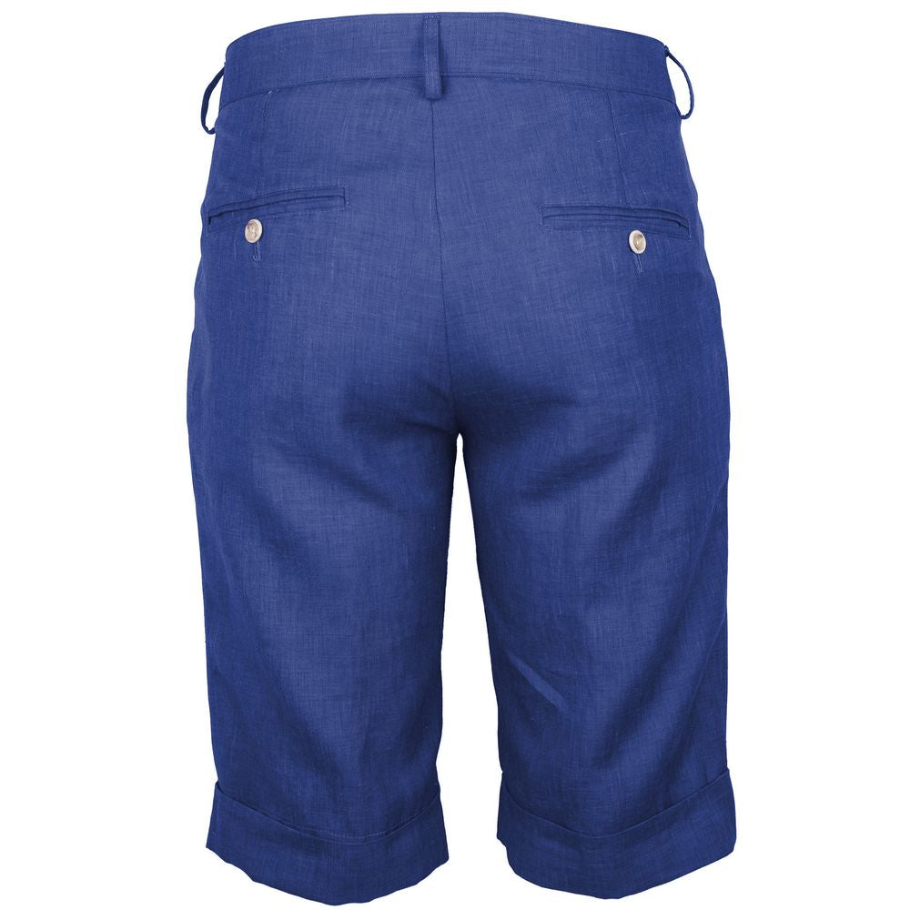 Made in Italy Blue Linen Short -   -  Made in Italy.