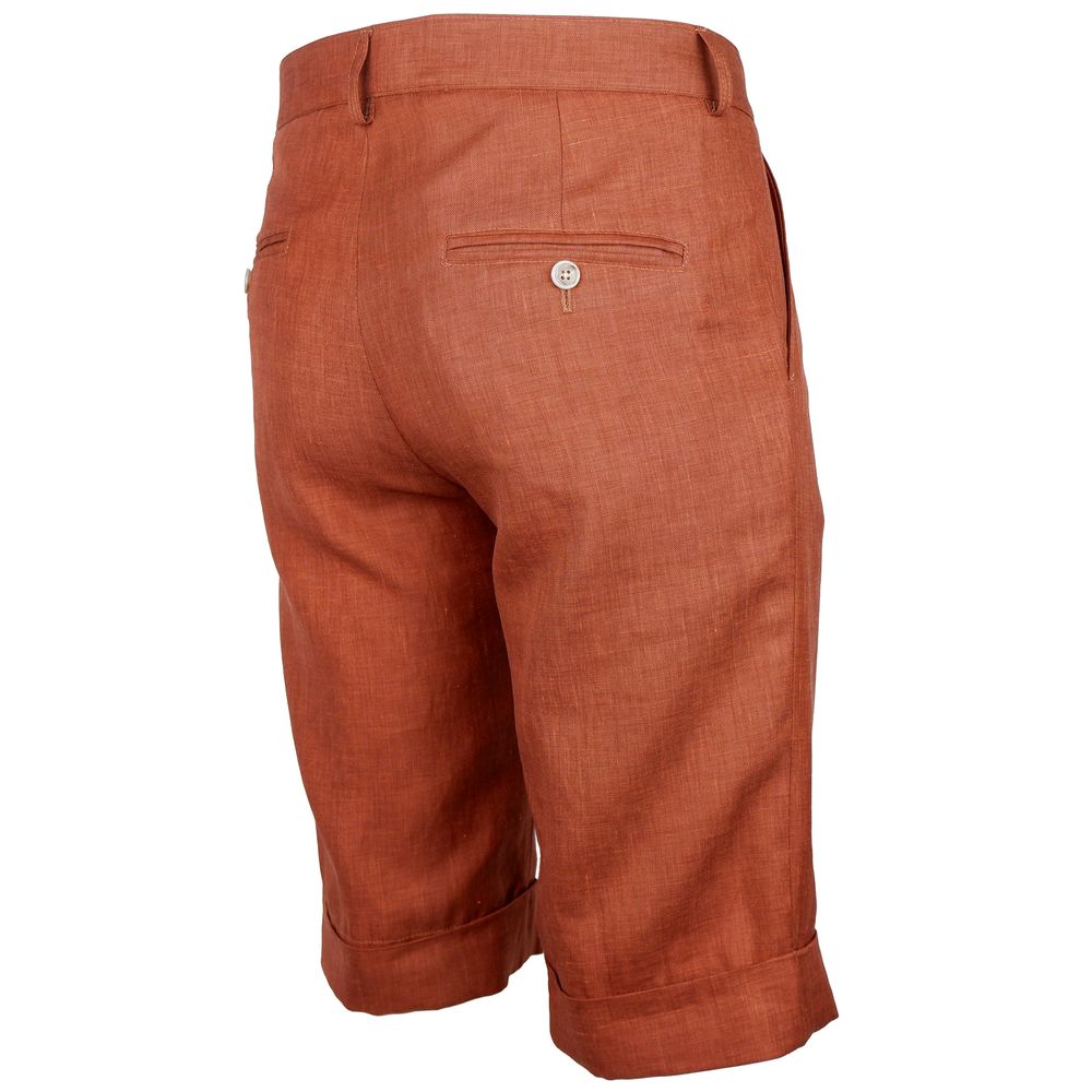 Made in Italy Brown Linen Short -   -  Made in Italy.