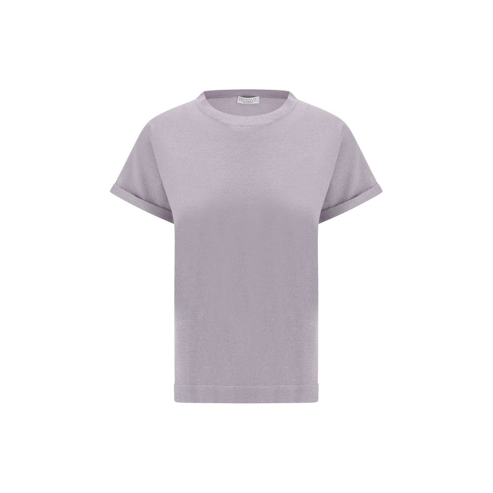 Brunello Cucinelli cashmere glitter T-shirt -   -  Brunello Cucinelli.