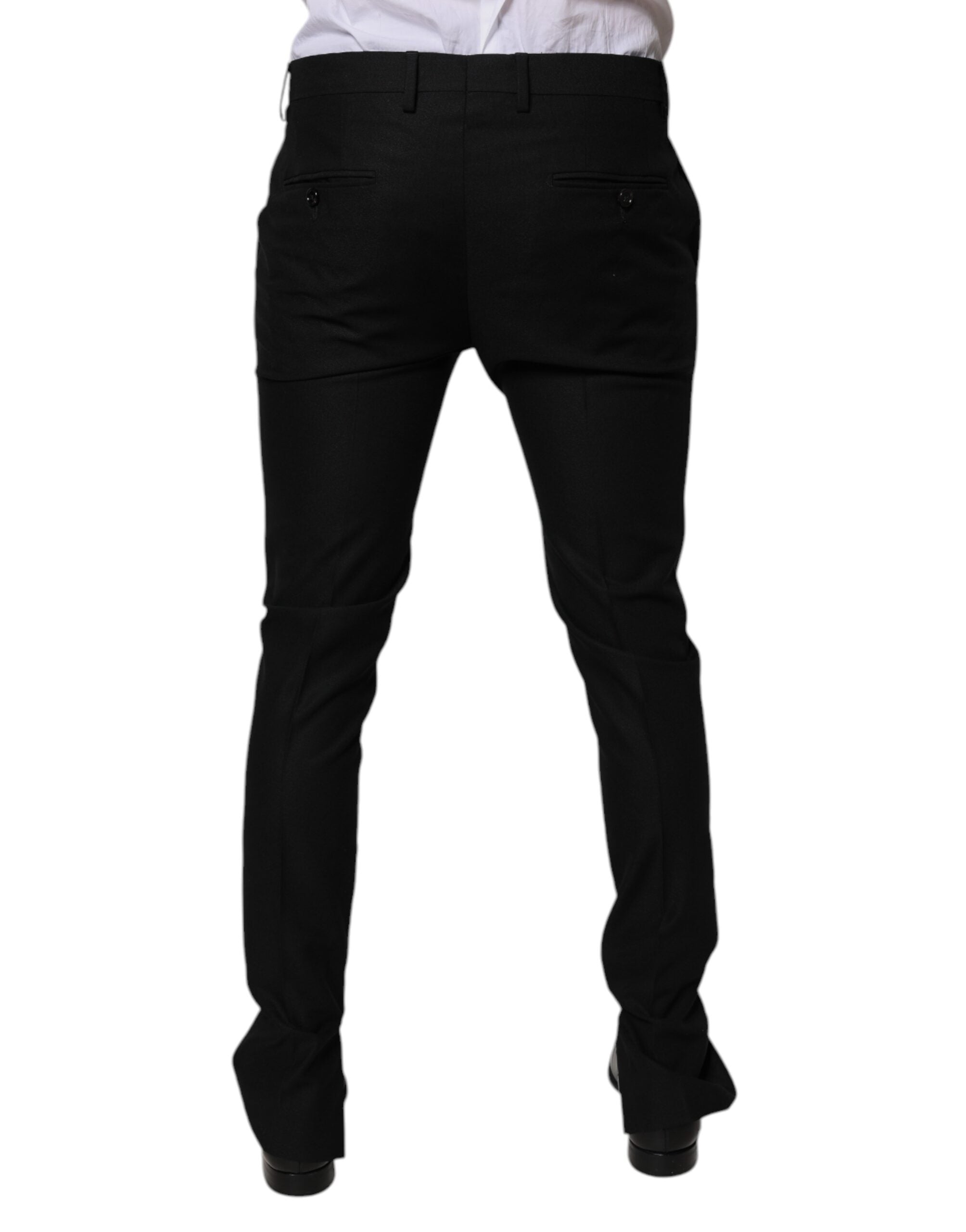 Dolce & Gabbana Black Virgin Wool MenSkinny Dress Formal Pants -   -  Dolce & Gabbana.