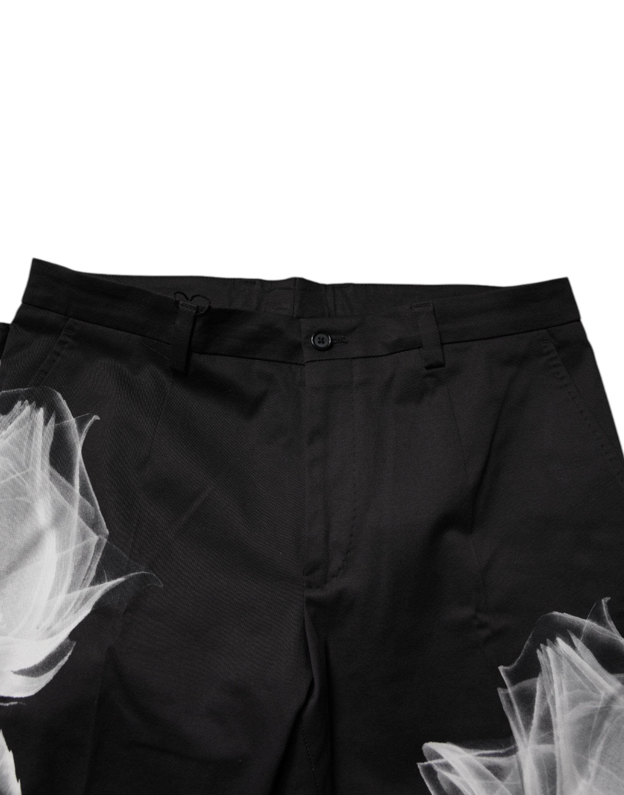 Dolce & Gabbana Black Cotton Floral Skinny Dress Pants -   -  Dolce & Gabbana.