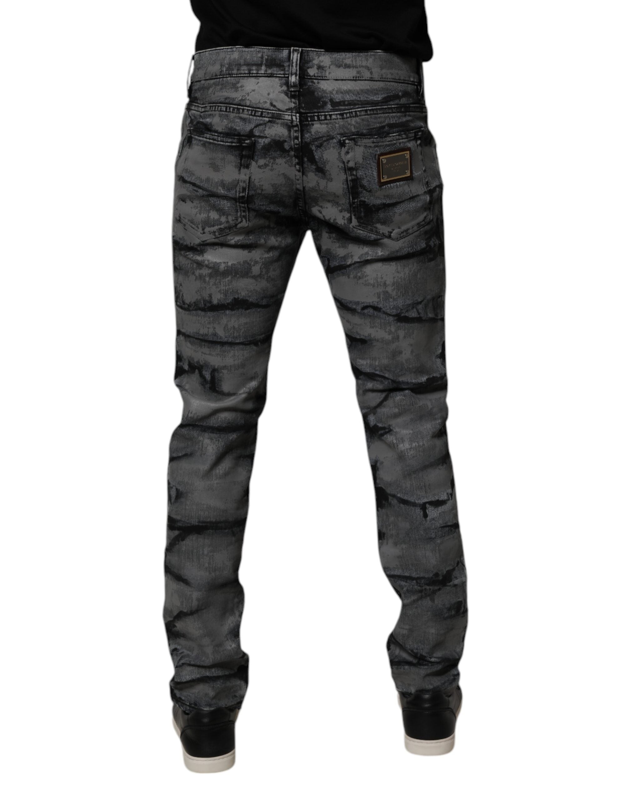 Dolce & Gabbana Gray Tie Dye Cotton Skinny Men Denim Jeans -   -  Dolce & Gabbana.