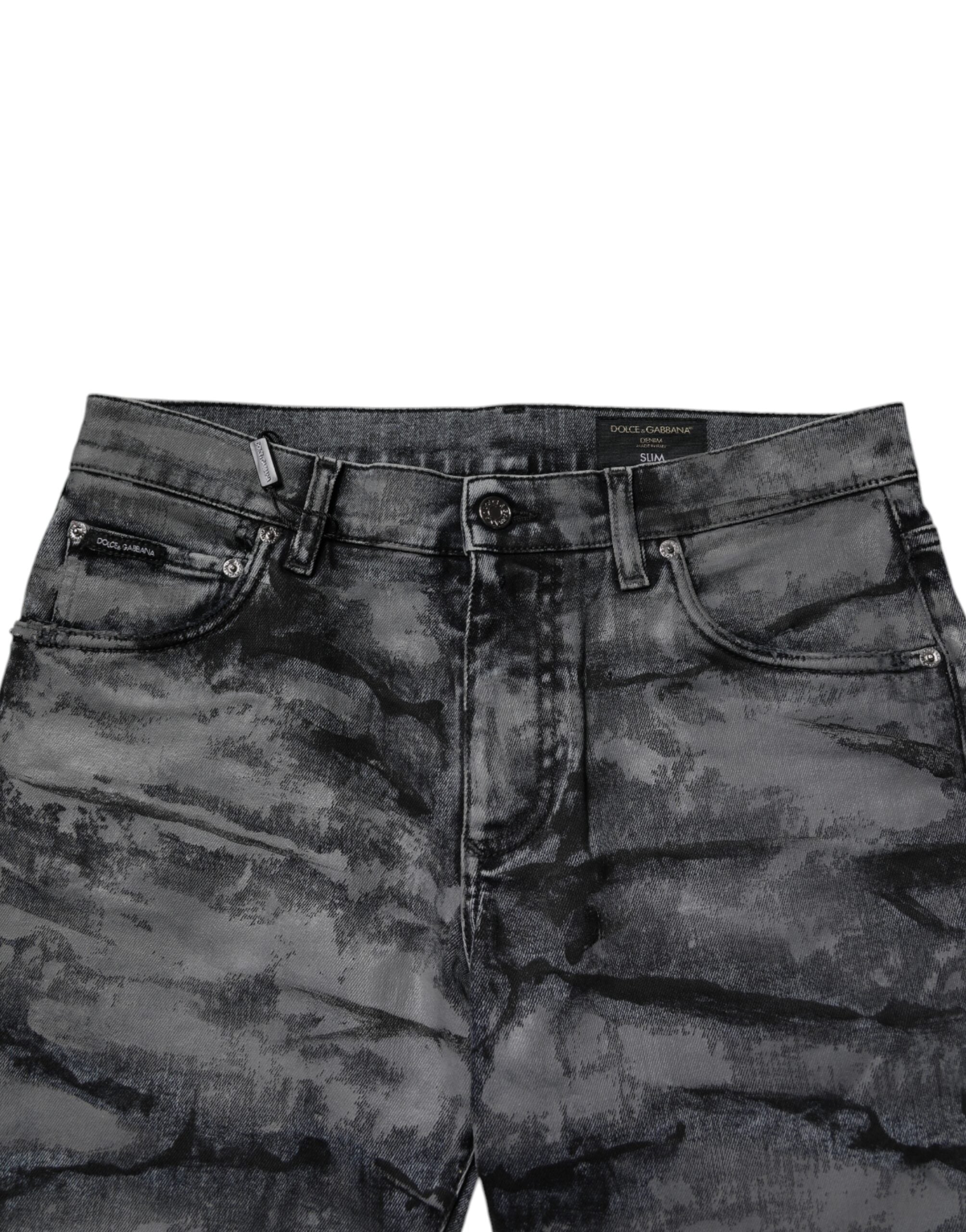 Dolce & Gabbana Gray Tie Dye Cotton Skinny Men Denim Jeans -   -  Dolce & Gabbana.