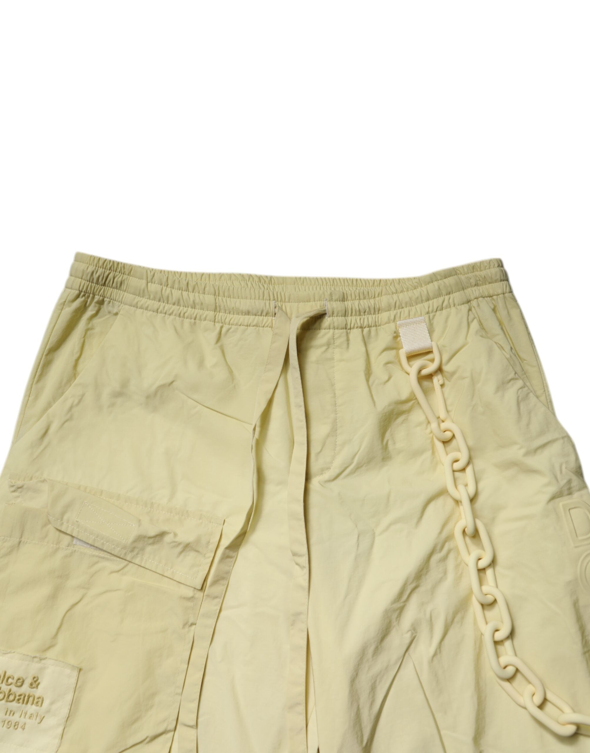 Dolce & Gabbana Yellow Nylon Cargo Chain Men Jogger Pants -   -  Dolce & Gabbana.