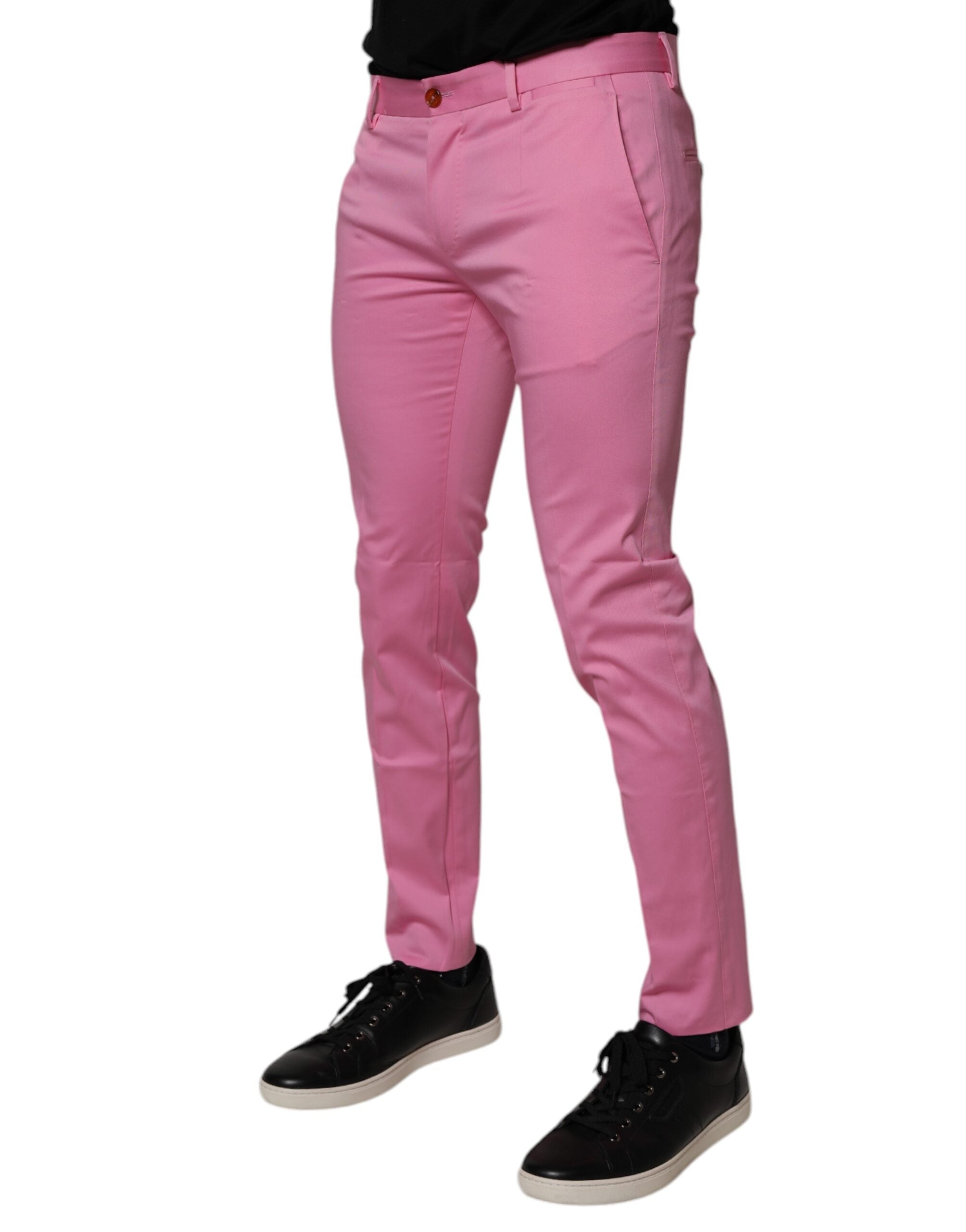 Dolce & Gabbana Pink Cotton Slim Fit Men Dress Formal Pants -   -  Dolce & Gabbana.