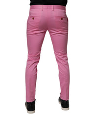Dolce & Gabbana Pink Cotton Slim Fit Men Dress Formal Pants -   -  Dolce & Gabbana.