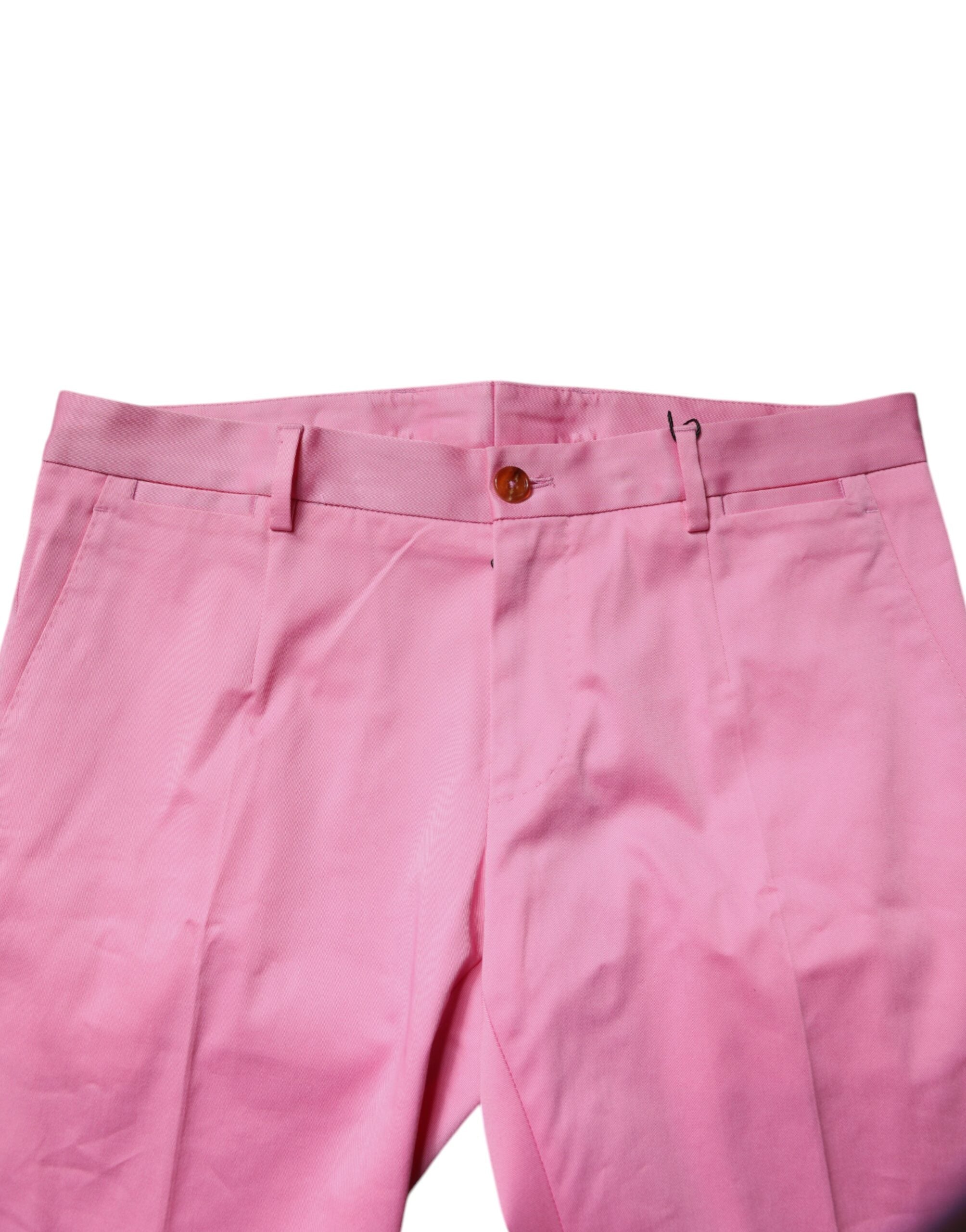 Dolce & Gabbana Pink Cotton Slim Fit Men Dress Formal Pants -   -  Dolce & Gabbana.