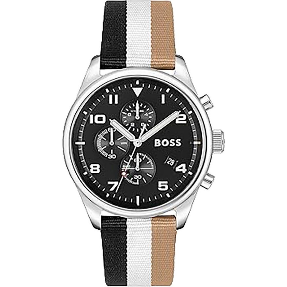 Hugo Boss Black And White Leather Watch -   -  Hugo Boss.